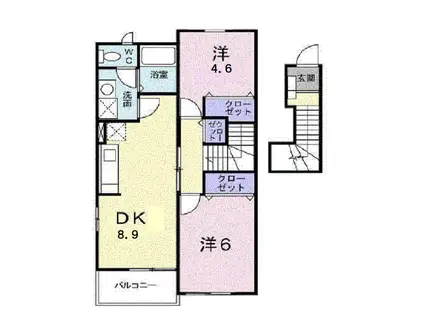 パレスサンヒルズA(2DK/2階)の間取り写真