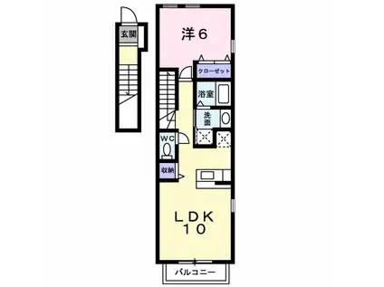 ブランドール日ノ本A(1LDK/2階)の間取り写真