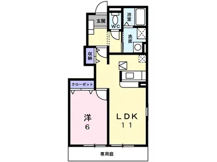 グリーンコートC(1LDK/1階)の間取り写真