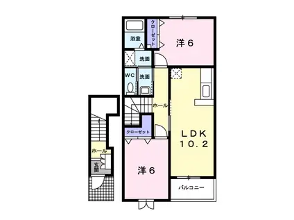 美祢パレスジャガールA(2LDK/2階)の間取り写真