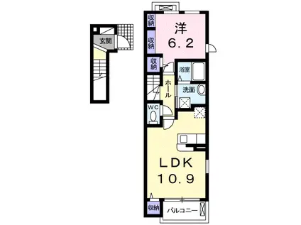 コンフィデンテ B(1LDK/2階)の間取り写真