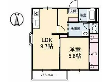 キャッスルフクダ(1LDK/2階)の間取り写真