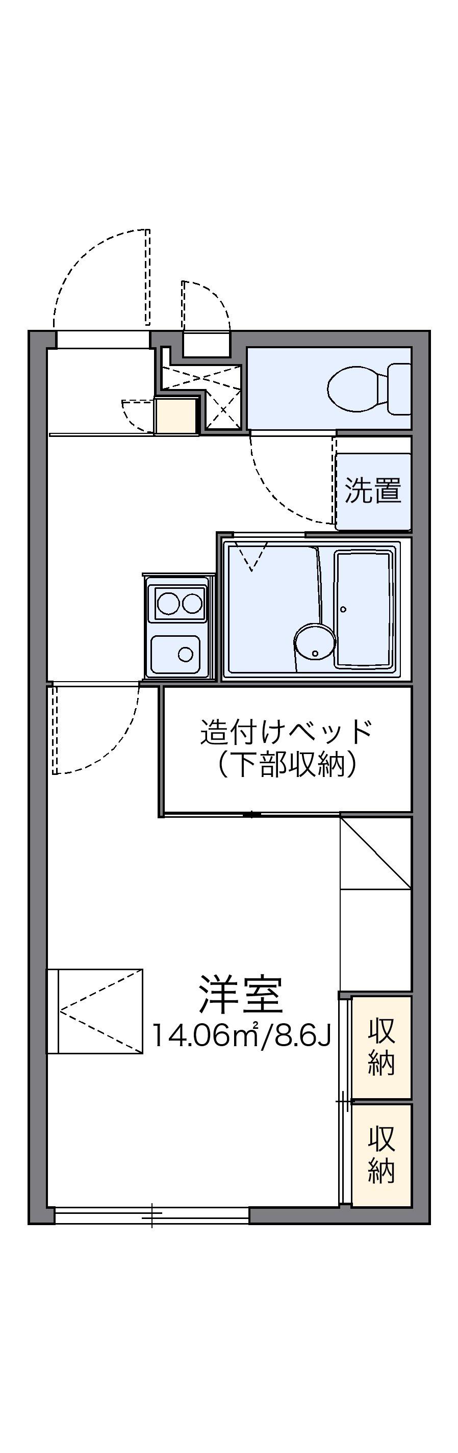 レオパレスファミーユⅠ(1K/2階)の間取り写真