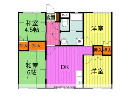 美和ハイツ(4DK/3階)の間取り写真