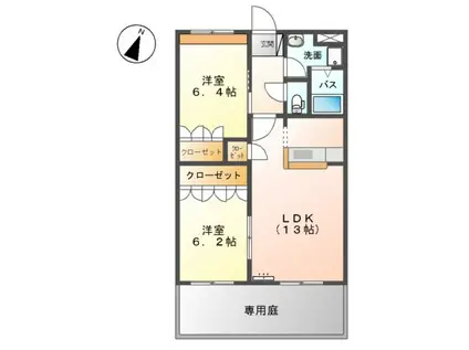 ハミング(2LDK/1階)の間取り写真