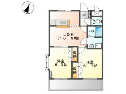 クレシア羽島A(2LDK/2階)の間取り写真