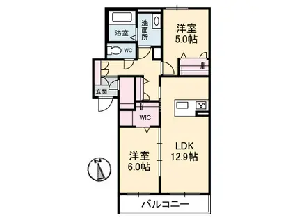 グランマスト栄町B棟(2LDK/1階)の間取り写真
