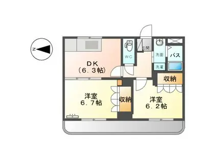 ハウスソレイユ(2DK/1階)の間取り写真