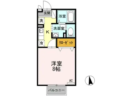 エスペランサ古泉(1K/1階)の間取り写真