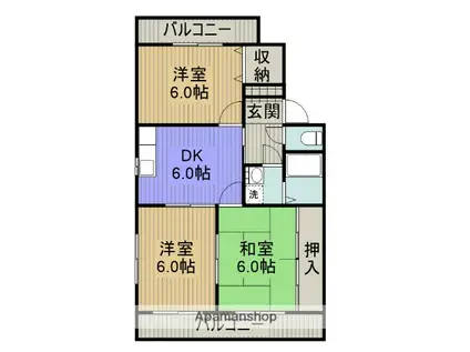 グランベージュA棟(3DK/3階)の間取り写真