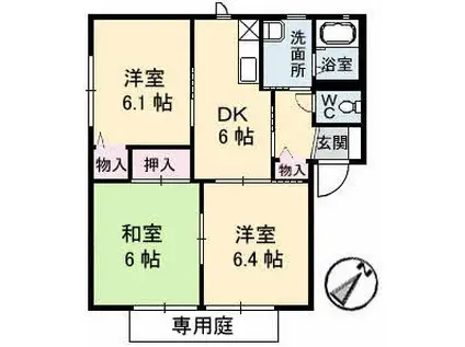カーサ平生(3DK/1階)の間取り写真