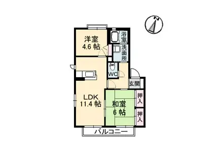 シャーメゾンウィンズB(2LDK/1階)の間取り写真