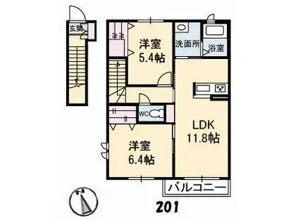 パ・ザ・パ(2LDK/2階)の間取り写真