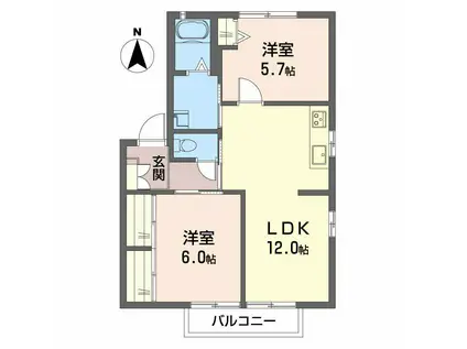 メゾン ド ウィステリアA棟(2LDK/2階)の間取り写真
