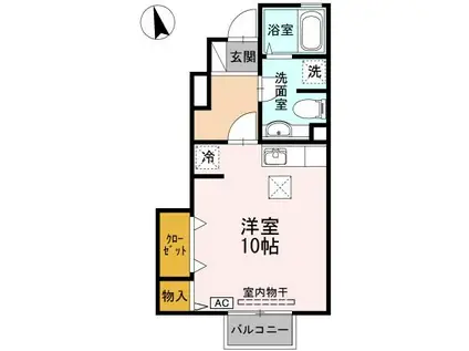 エスペランサ古泉Ⅱ(ワンルーム/1階)の間取り写真