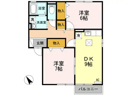 ラポンベールⅡ(2DK/1階)の間取り写真