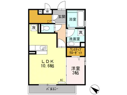 グランドゥール光(1LDK/2階)の間取り写真