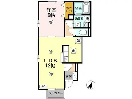 ボンボニエール雅(1LDK/1階)の間取り写真