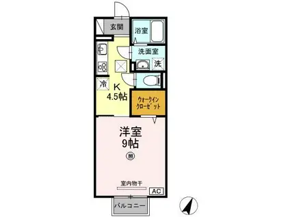 山陽本線 防府駅 徒歩53分 2階建 築10年(1K/1階)の間取り写真