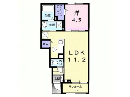 牟礼今宿1丁目アパート(1LDK/1階)の間取り写真