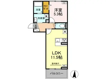 ウィルコート仙崎(1LDK/3階)の間取り写真