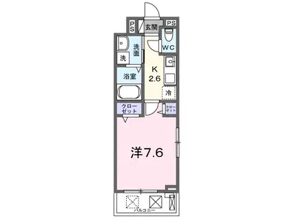 ファミリエ(1K/2階)の間取り写真