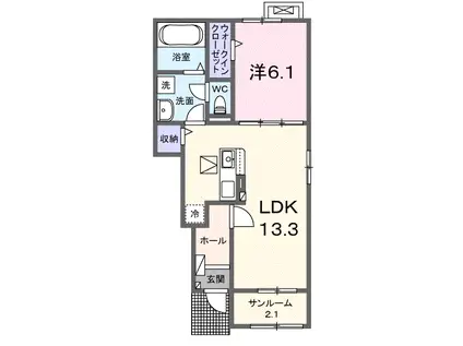 シェリル S(1LDK/1階)の間取り写真