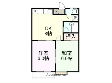 メゾンソレイユ(2DK/1階)の間取り写真