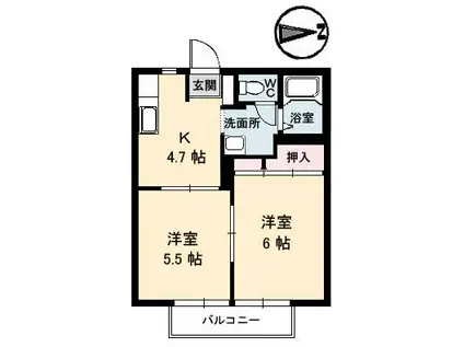JOYFULSHIBANAKA(2K/1階)の間取り写真