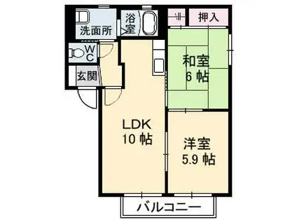 メゾンドセリーヌⅡ(2LDK/2階)の間取り写真
