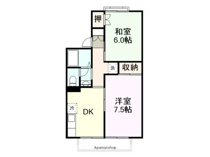 セジュール田中B(2DK/1階)の間取り写真