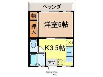 岡本ハイツ2(1K/1階)の間取り写真