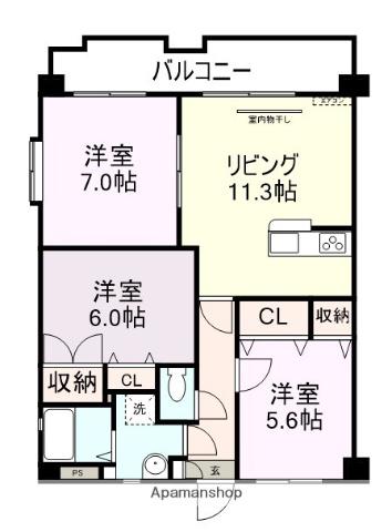 エクセレージュ中山(3LDK/2階)の間取り写真