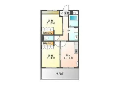 メゾン花水木(2DK/1階)の間取り写真