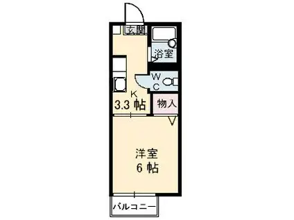 メゾングレイス(1K/1階)の間取り写真