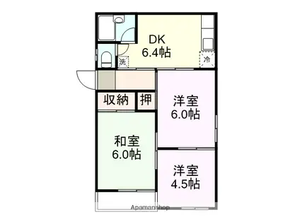 ハイツ深川(3DK/2階)の間取り写真