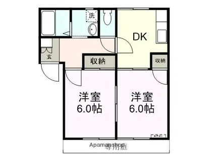 アイビースカイ(2DK/1階)の間取り写真