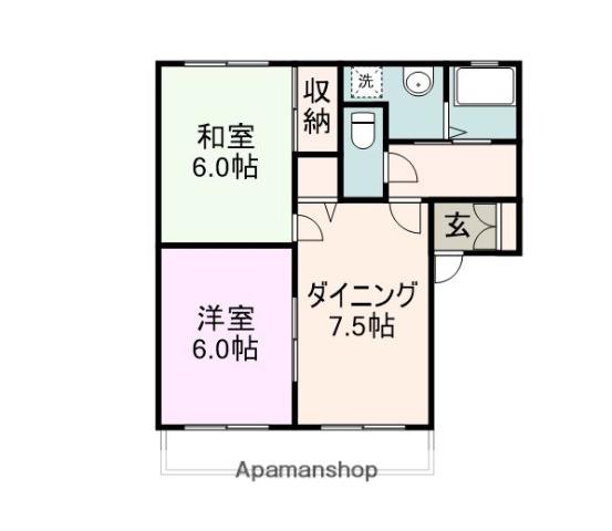 ラフィネ際波(2DK/2階)の間取り写真
