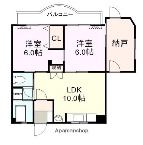 開マンション(2SLDK/1階)の間取り写真