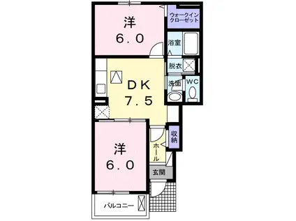 ファミールA(2DK/1階)の間取り写真