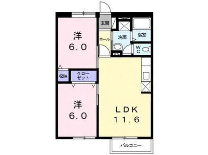 グリーンハイツ(2LDK/2階)の間取り写真