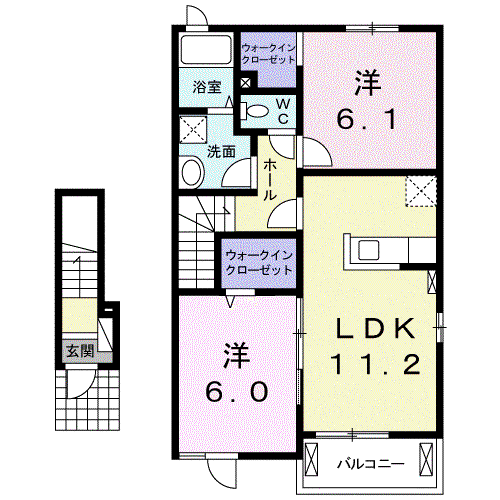 ララヴィコロSⅡ(2LDK/2階)の間取り写真