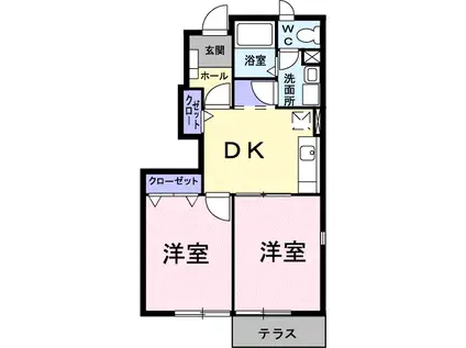 パレスサンヒルズA(2DK/1階)の間取り写真