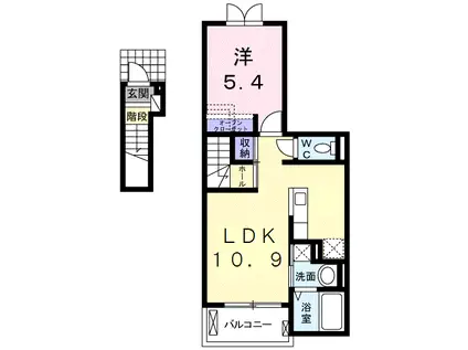 アンジュ・大小路(1LDK/2階)の間取り写真