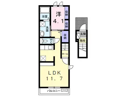 エクセランC(1LDK/2階)の間取り写真