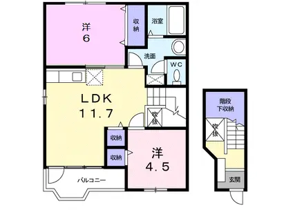 メゾンドエスペランスⅢ番館(2LDK/2階)の間取り写真