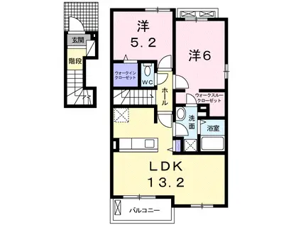 クレスト ヴィラⅡ(2LDK/2階)の間取り写真