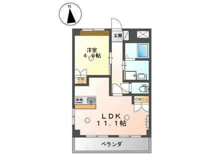 ハッピースウィング(1LDK/2階)の間取り写真