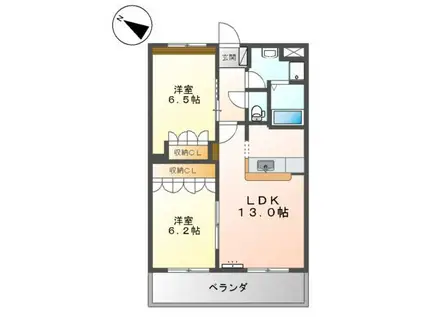 グランダー常盤(2LDK/2階)の間取り写真