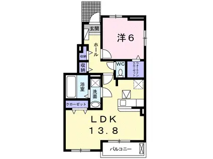 アーネストA(1LDK/1階)の間取り写真